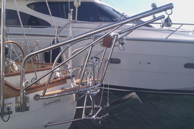 Pushpit and stainless steel davits